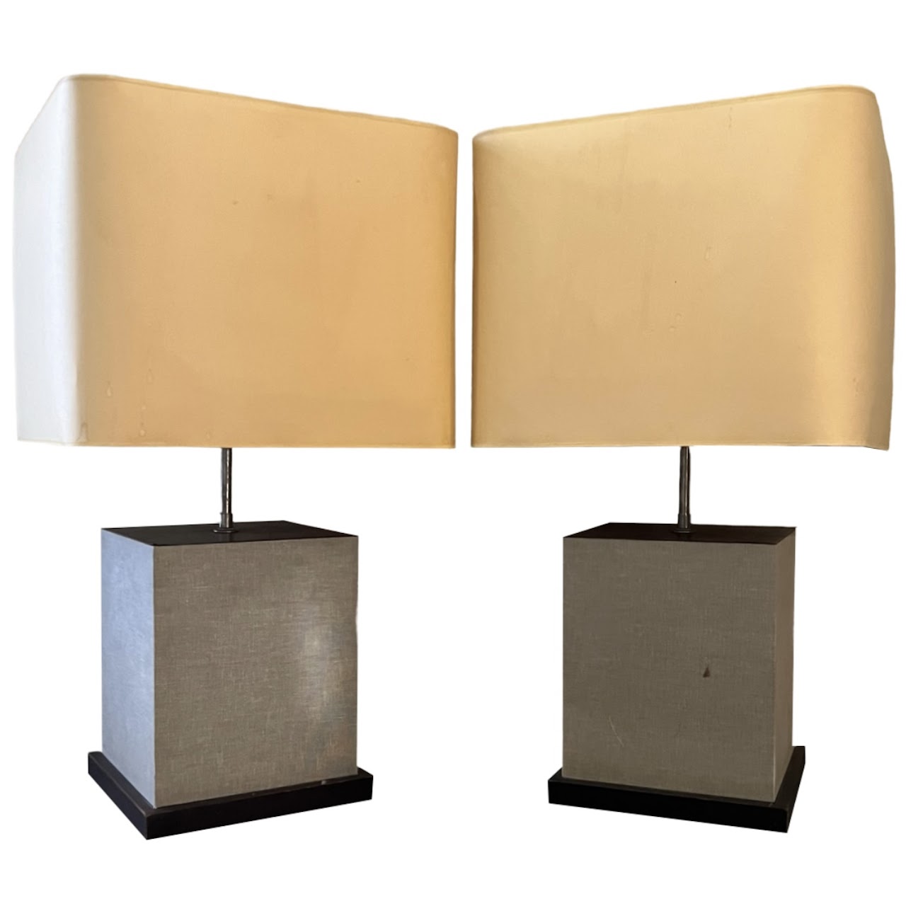 Vintage Leather and Cloth Wrapped Table Lamp Pair