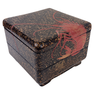 Japanese Urushi Lacquered Lobster Two-Tiered Box