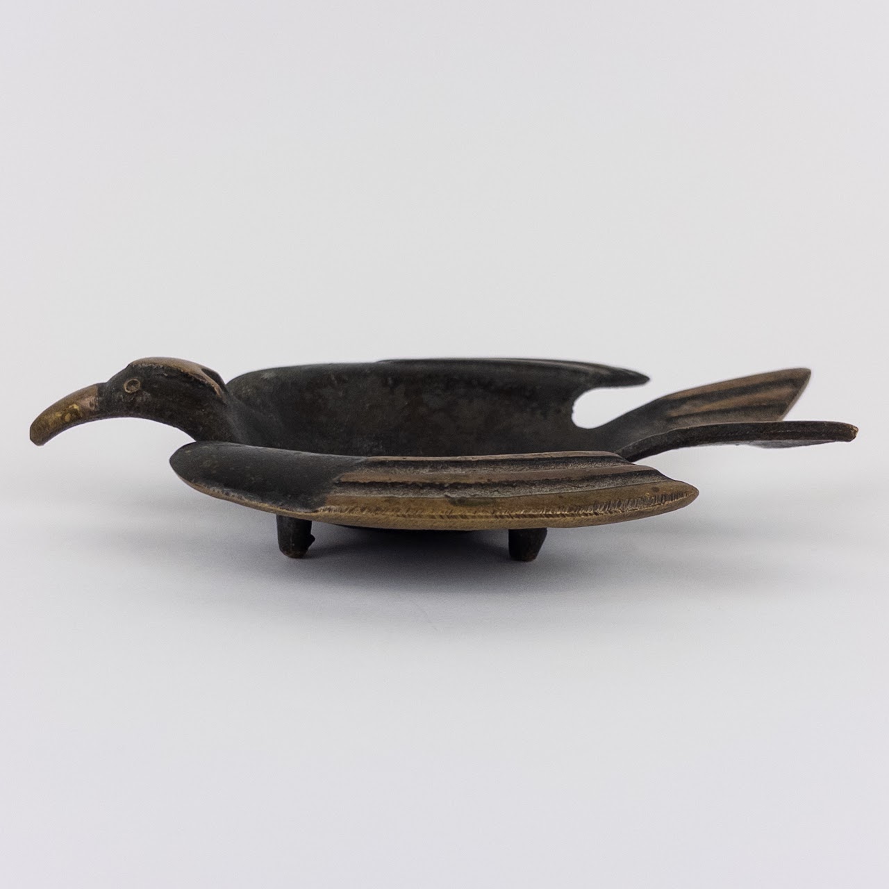 Mid-Century Modern Miniature Bronze Bird Trinket Dish