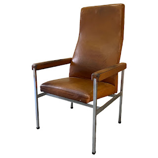 Fritz Hansen Danish Modern Leather and Steel High-Back Armchair