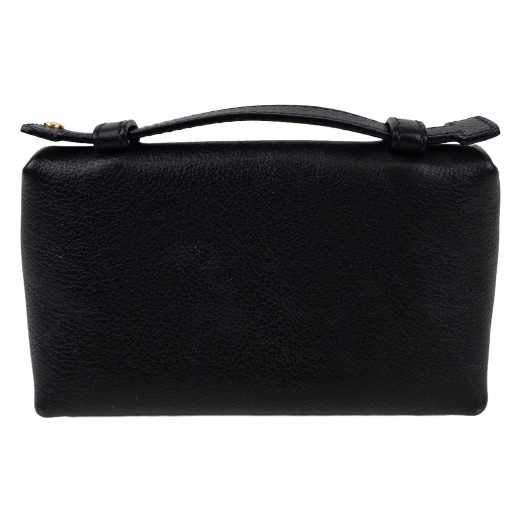 Loro Piana Black Leather Zip Pouch