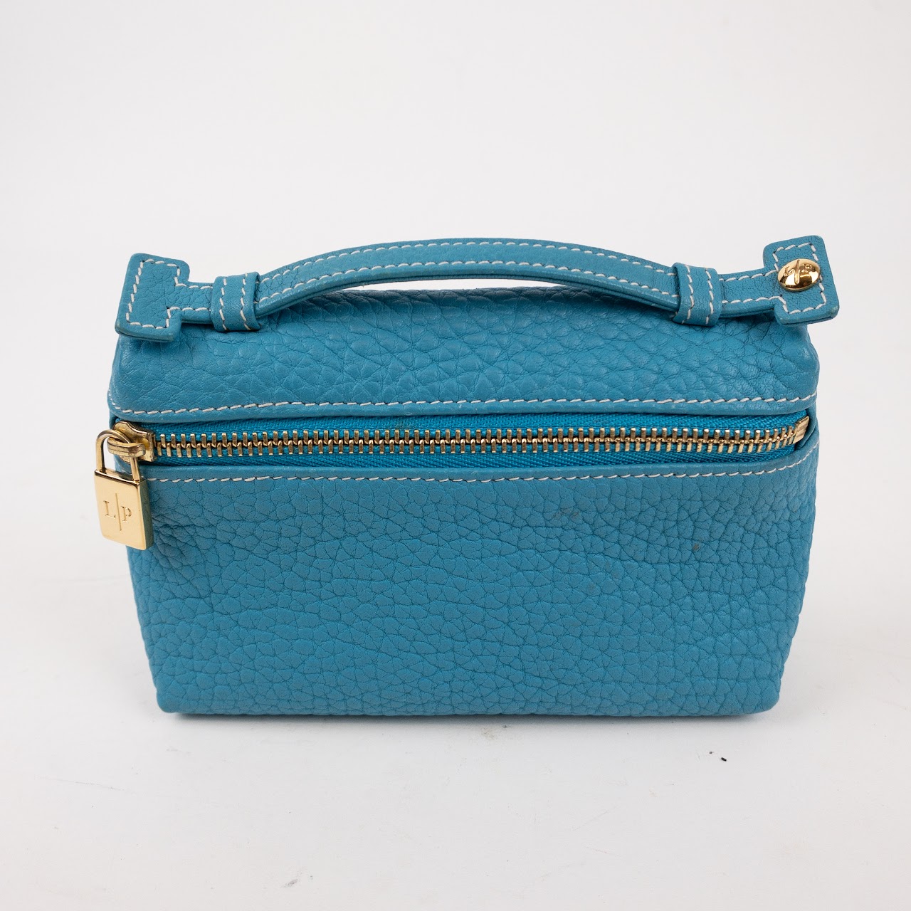 Loro Piana Turquoise Leather Zip Pouch