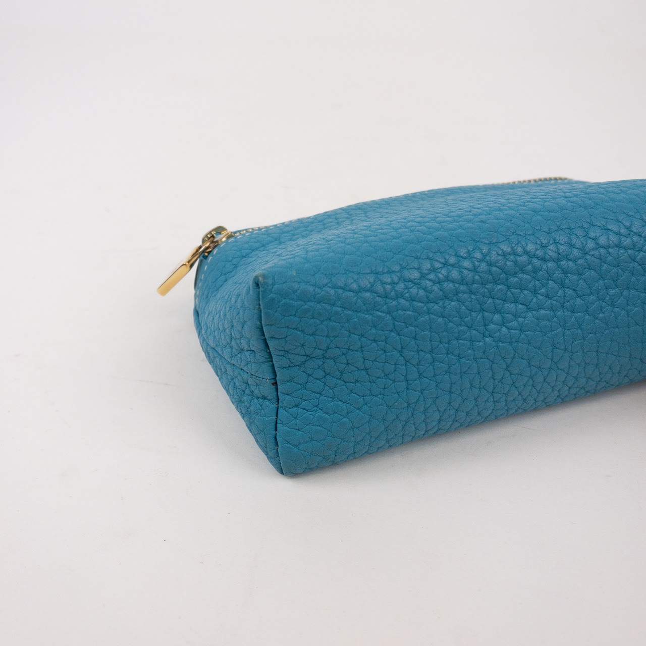 Loro Piana Turquoise Leather Zip Pouch