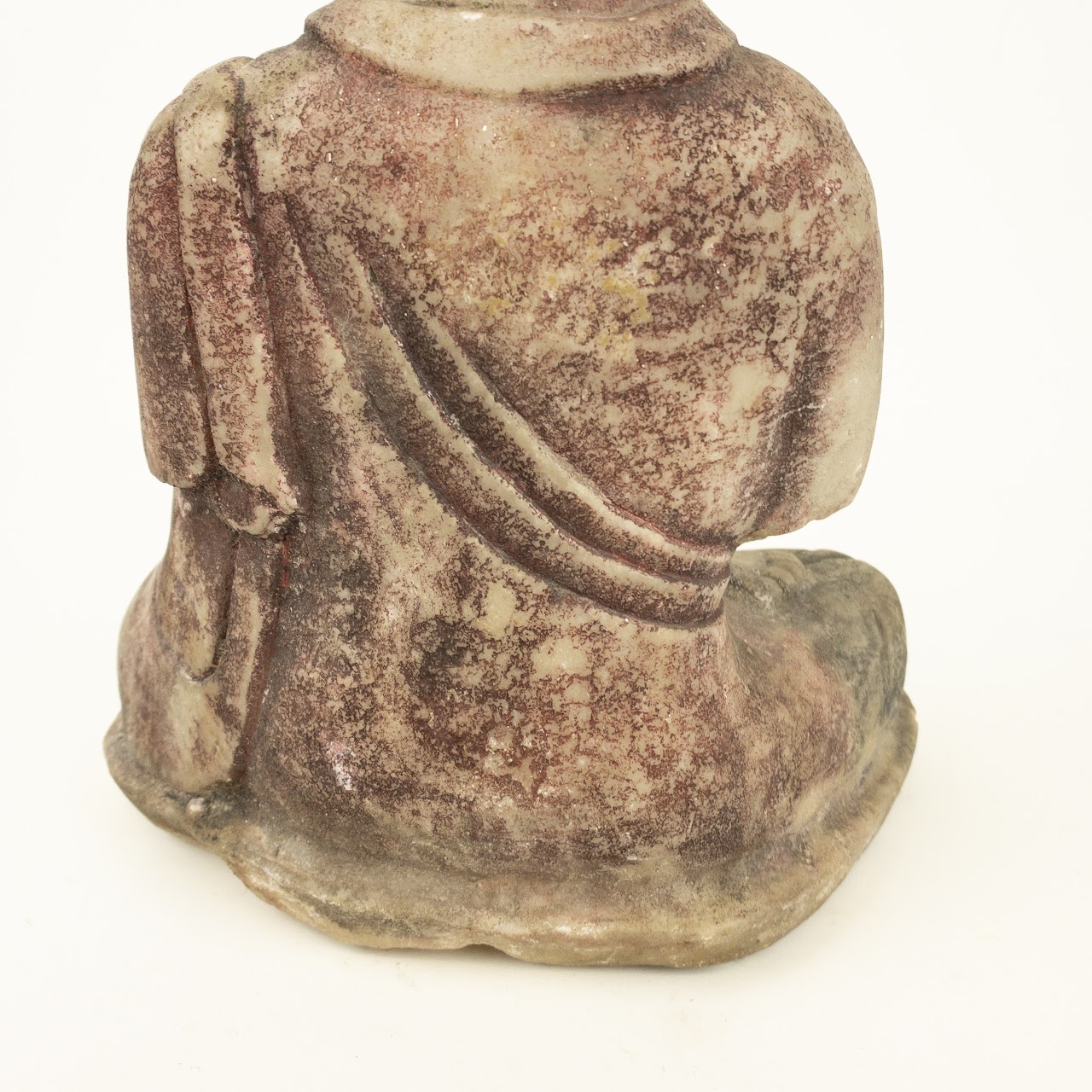 Polychrome Carved Marble Buddha Sculpture