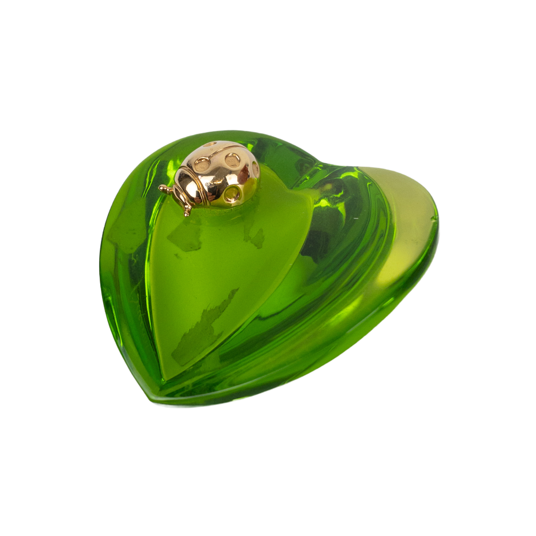 Baccarat Crystal Heart and Ladybug Paperweight