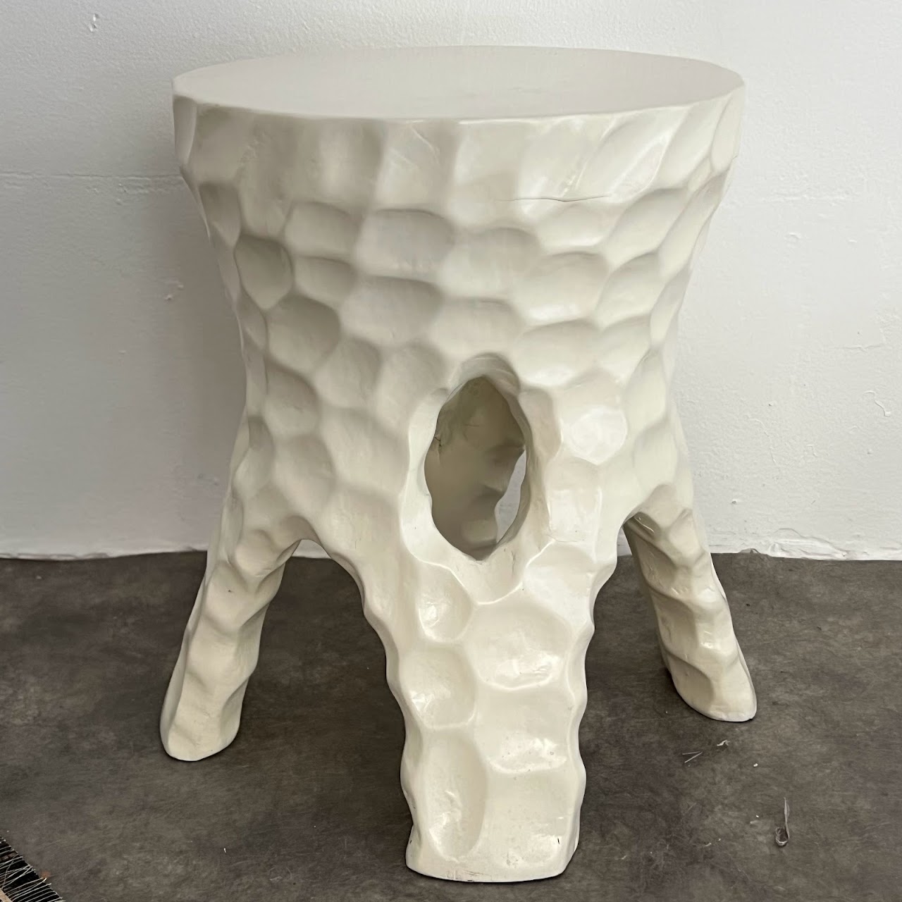 Sculptural Biomorphic Wooden Stool