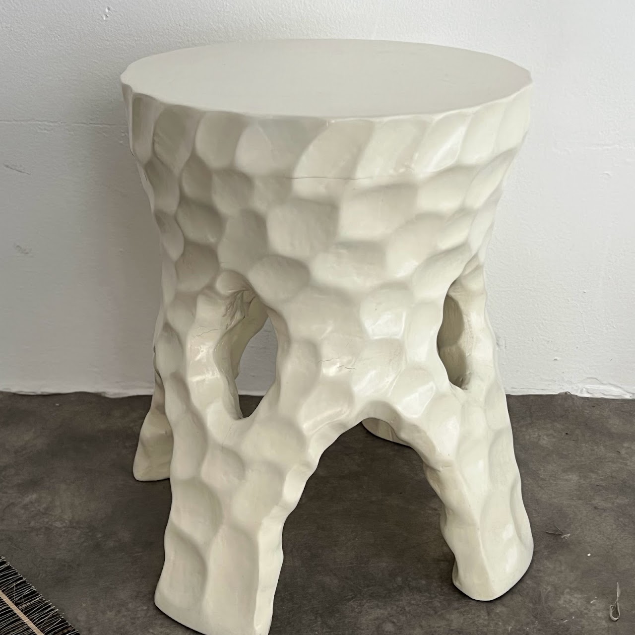 Sculptural Biomorphic Wooden Stool