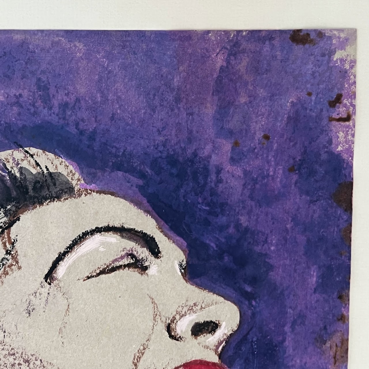 K. Maxwell Signed Billie Holiday Watercolor and Pastel Drawing