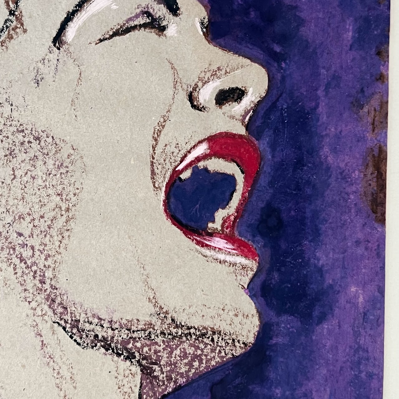 K. Maxwell Signed Billie Holiday Watercolor and Pastel Drawing