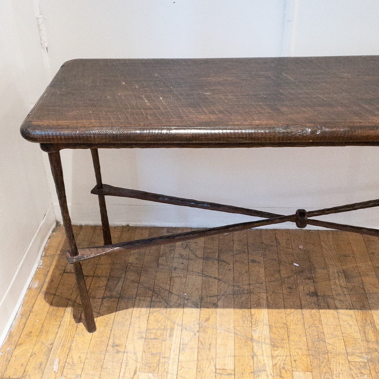 Rustic Wood & Iron Console Table