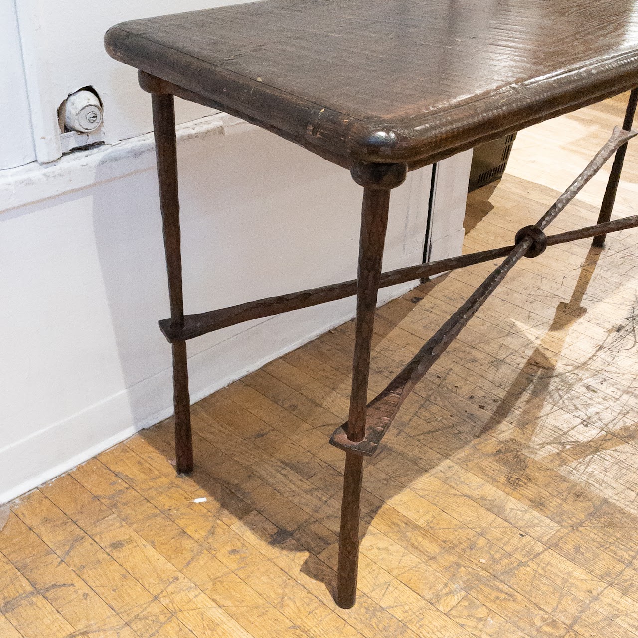 Rustic Wood & Iron Console Table