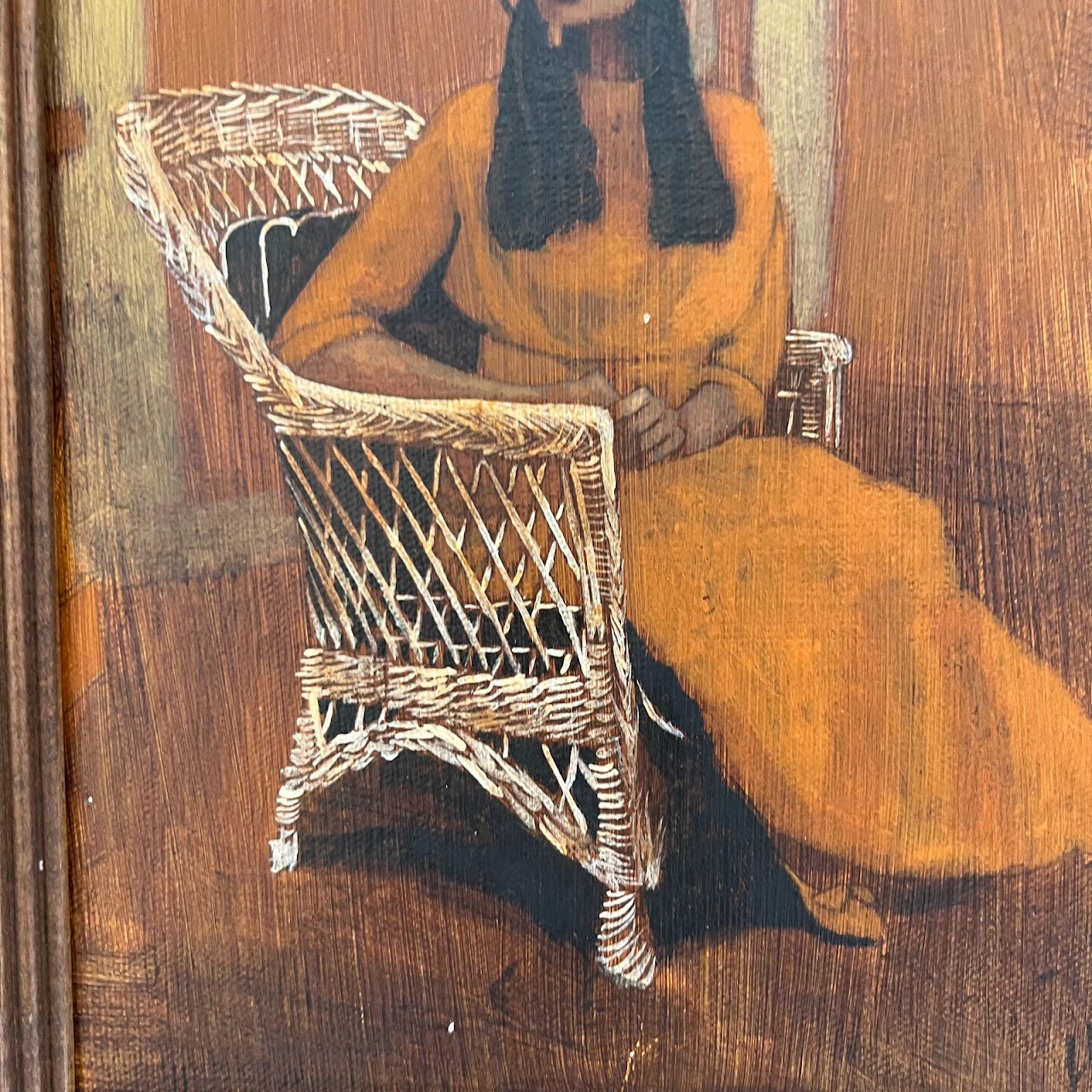 Seated Portrait Signed Oil Painting