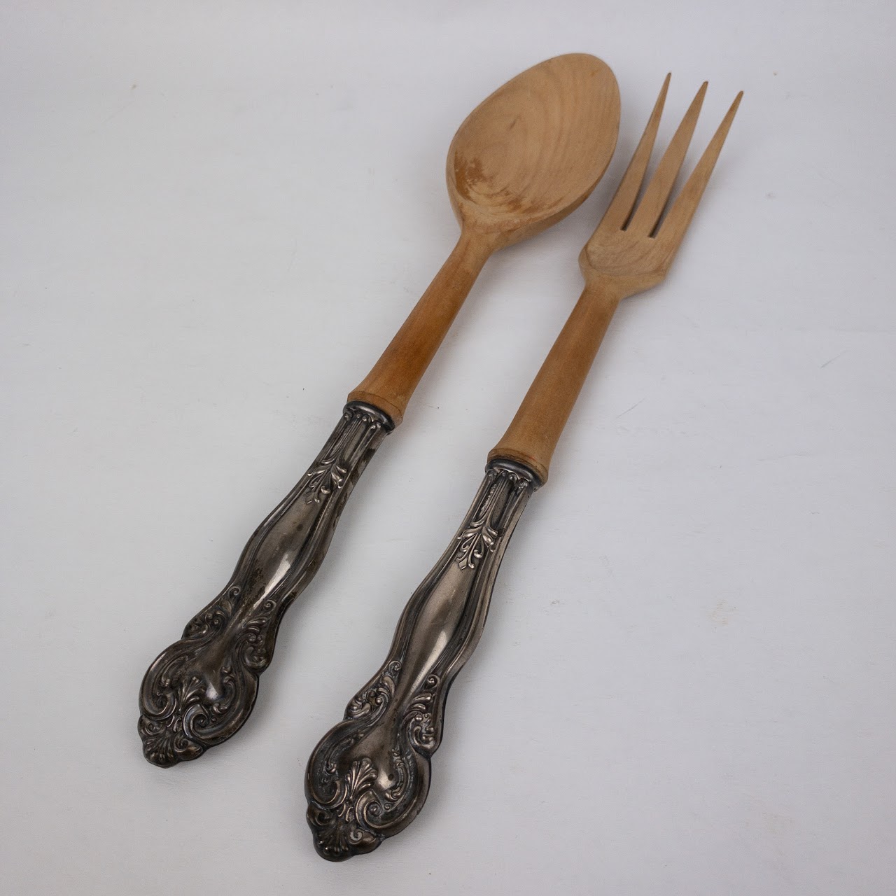 Sterling Silver & Wood Salad Servers