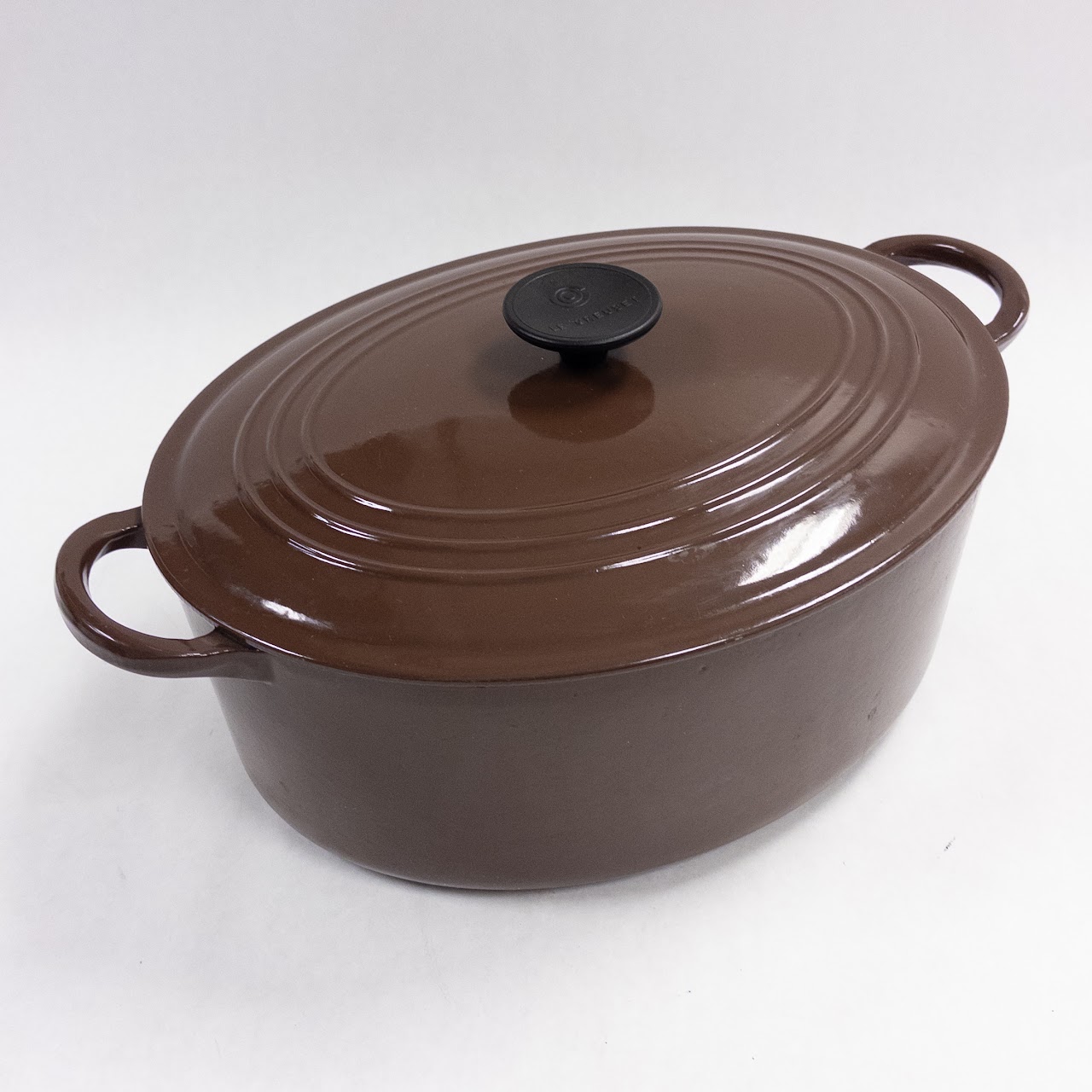 Vintage LE CREUSET “D” Brown Cast Iron Dutch Oven Pot W/ Lid - 3.5 Qt