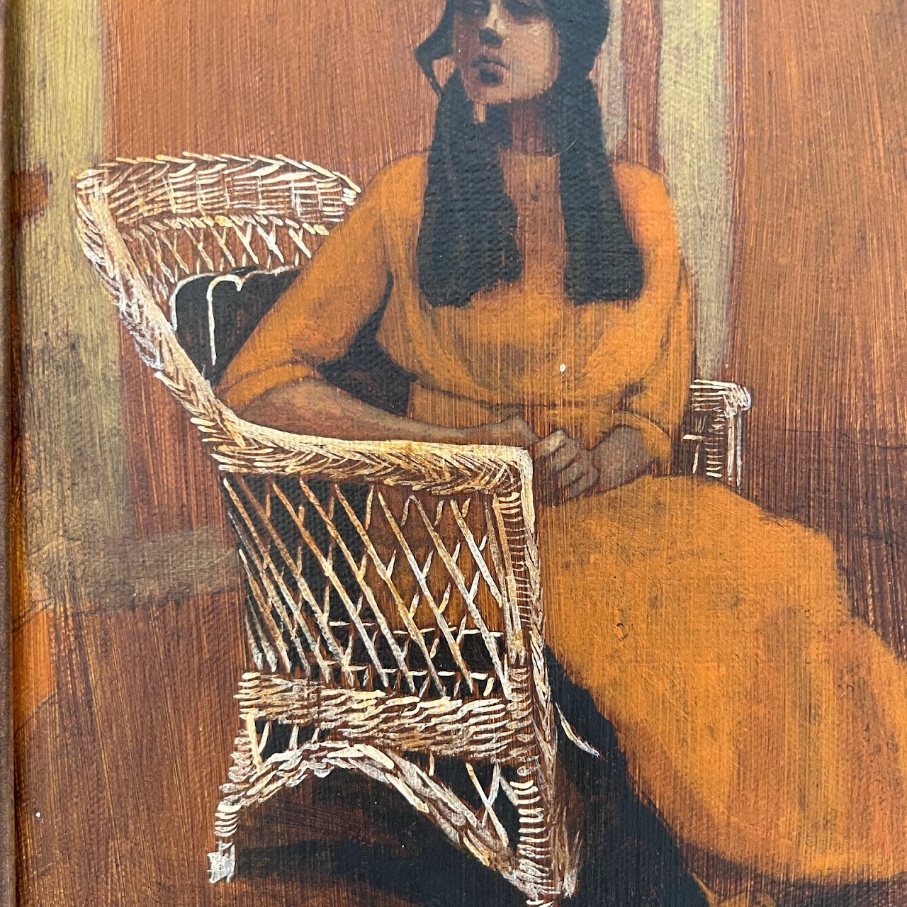 Seated Portrait Signed Oil Painting