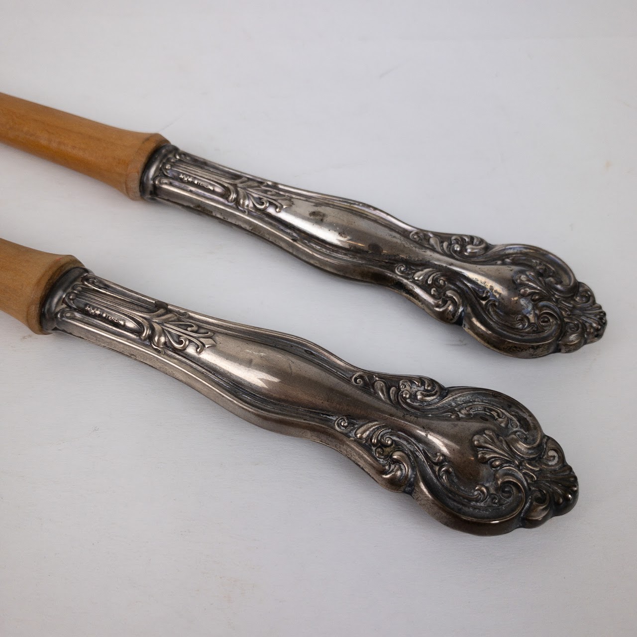 Sterling Silver & Wood Salad Servers