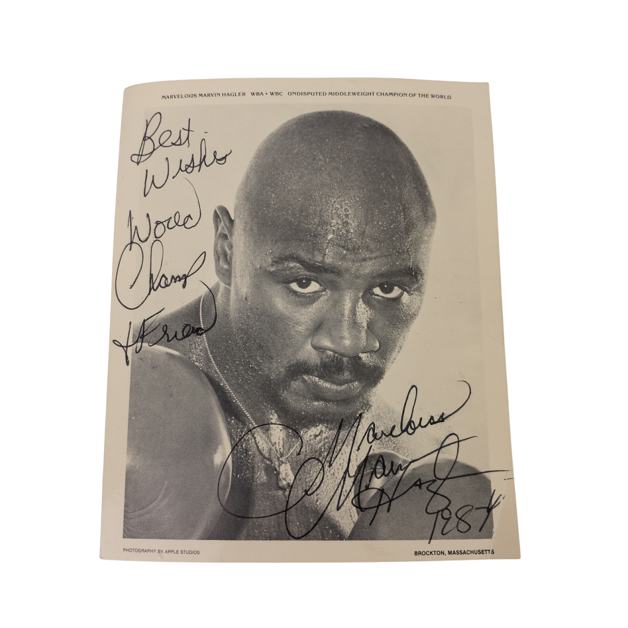 Marvelous Marvin Hagler Signed 1984 Photo Print