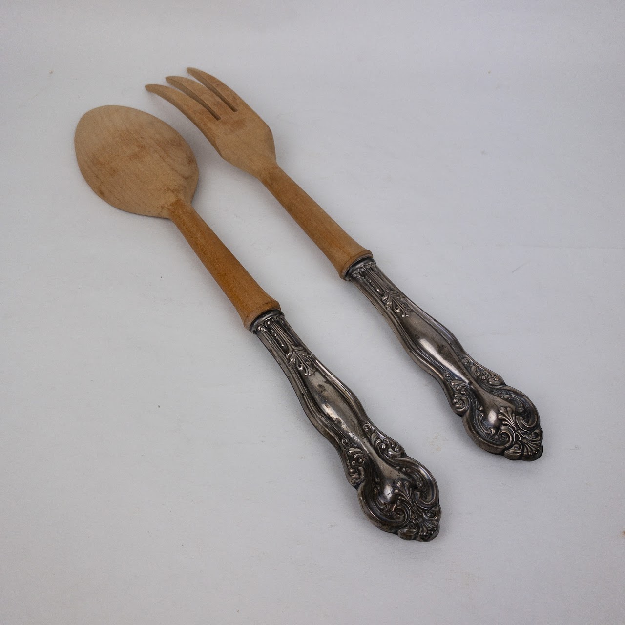 Sterling Silver & Wood Salad Servers