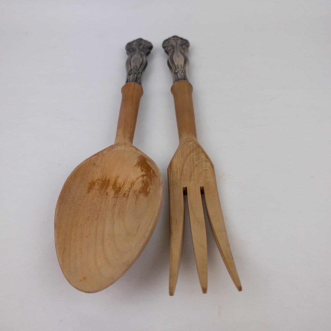 Sterling Silver & Wood Salad Servers