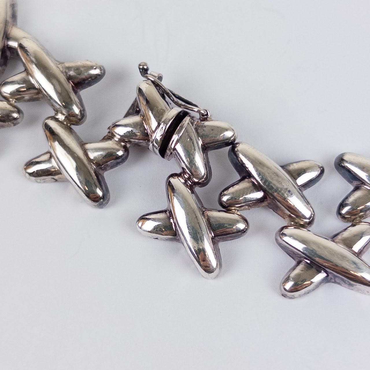 Sterling Silver Double  'X' Link Chain Necklace