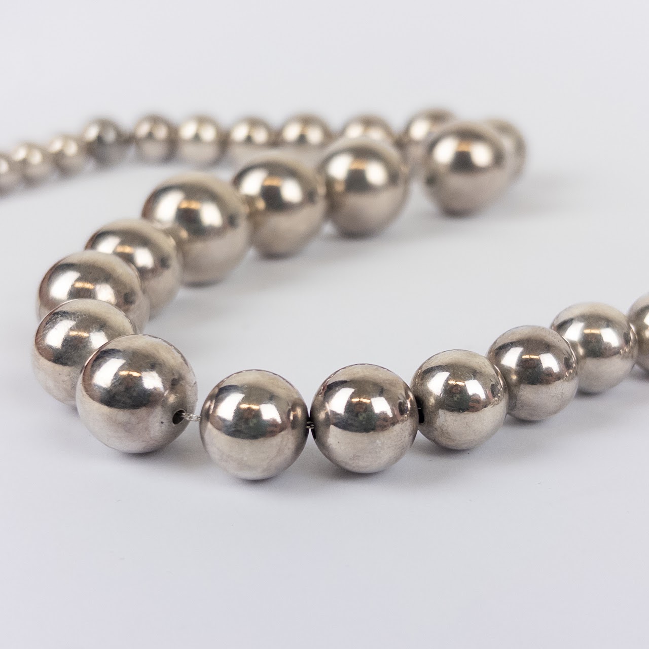 Sterling Silver Graduated Bead Necklace