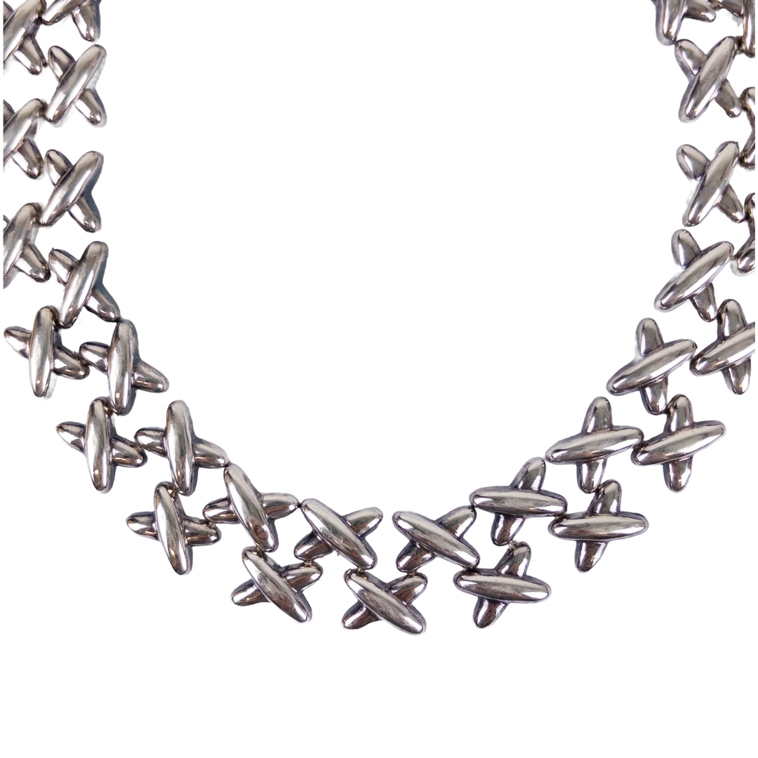 Sterling Silver Double  'X' Link Chain Necklace