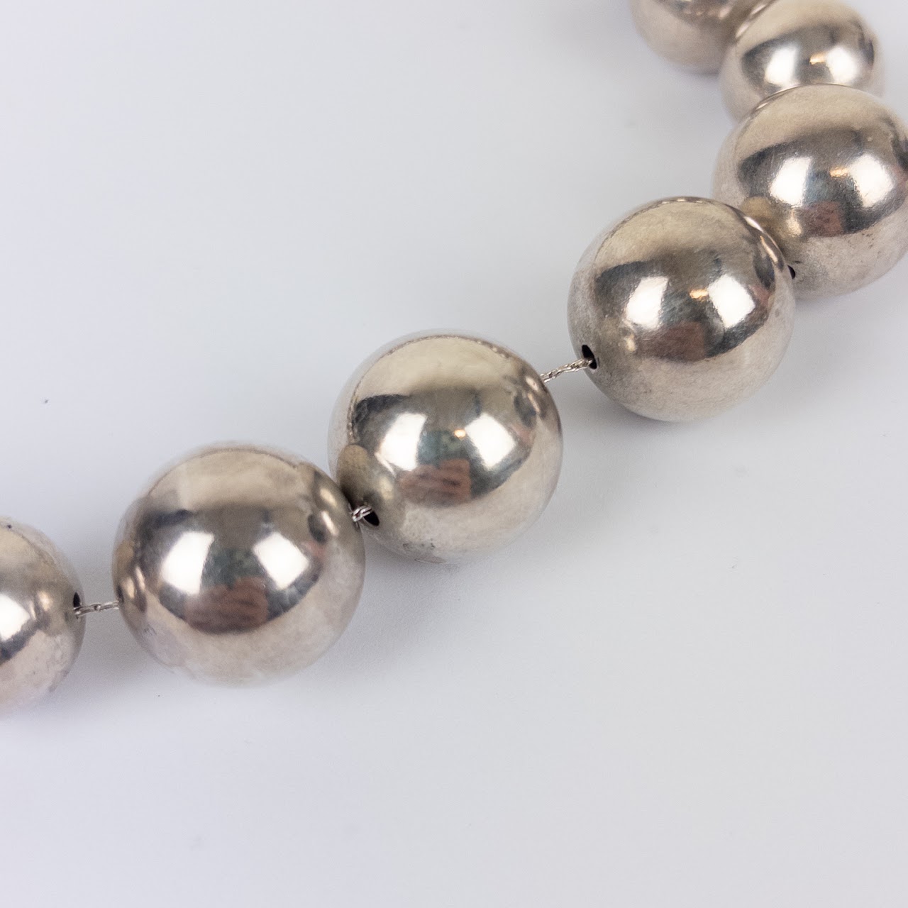 Sterling Silver Graduated Bead Necklace