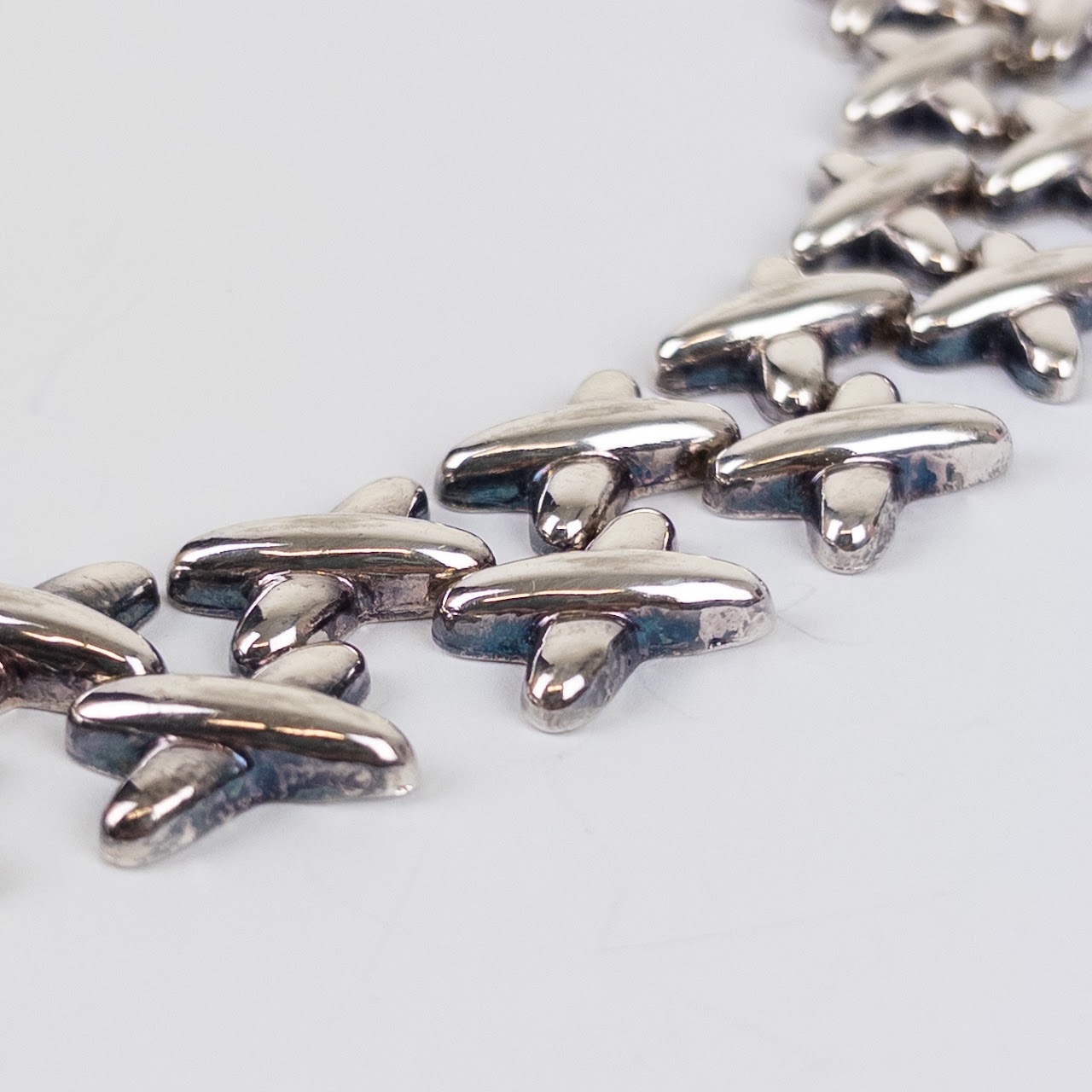 Sterling Silver Double  'X' Link Chain Necklace