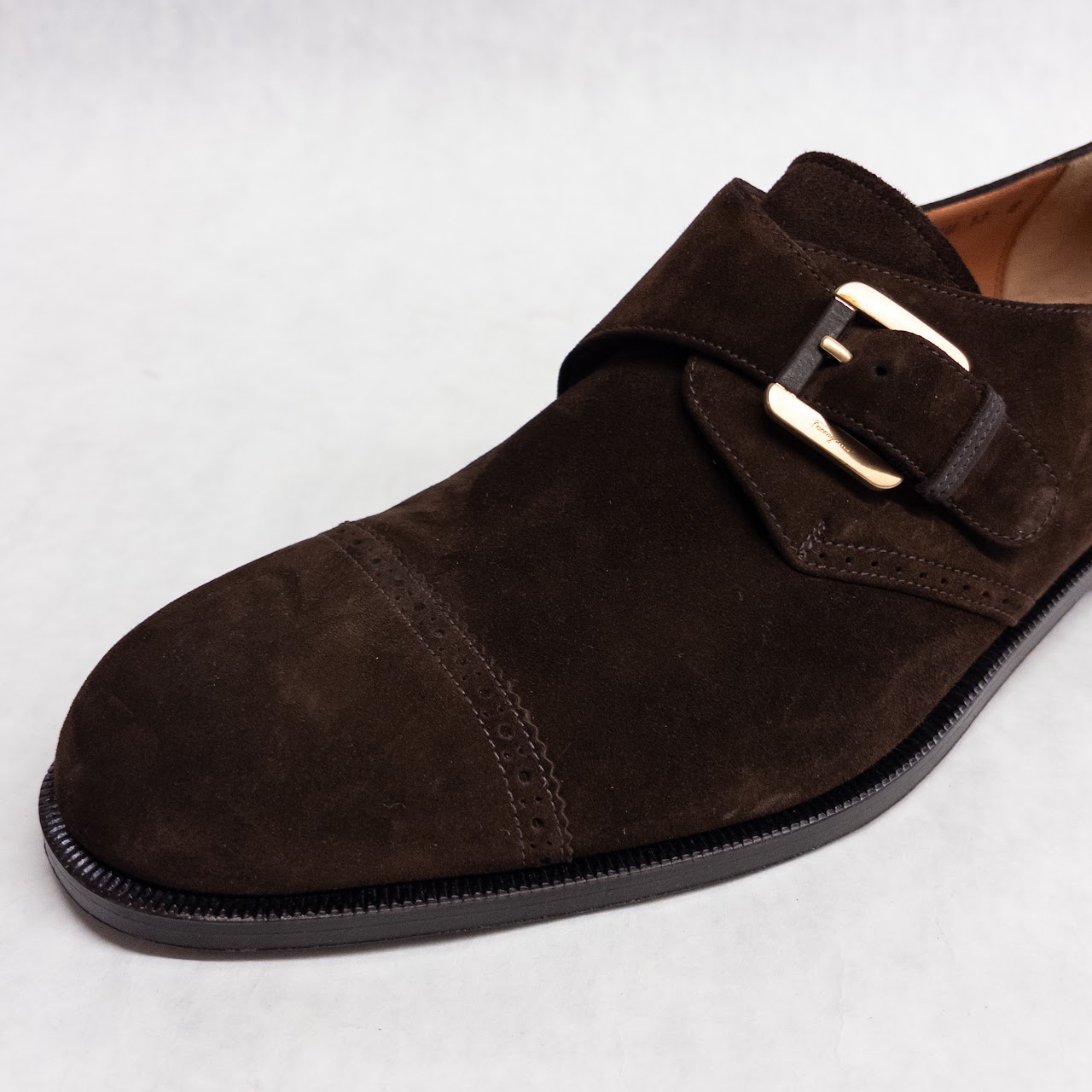 Salvatore Ferragamo Suede Monk Straps