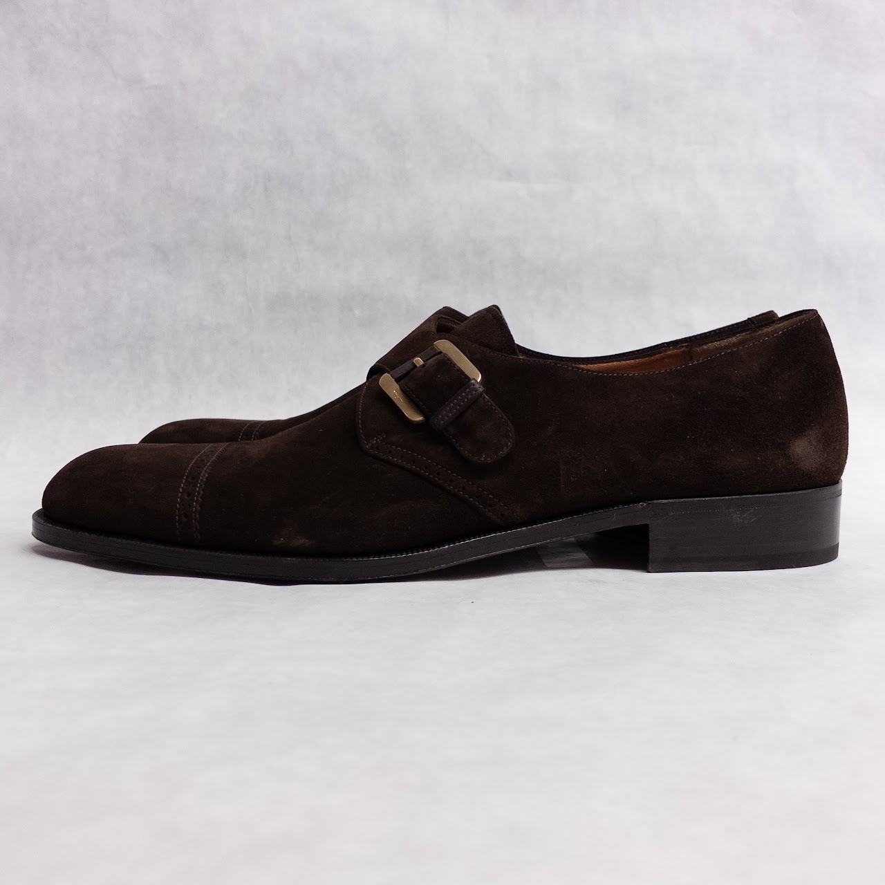 Salvatore Ferragamo Suede Monk Straps