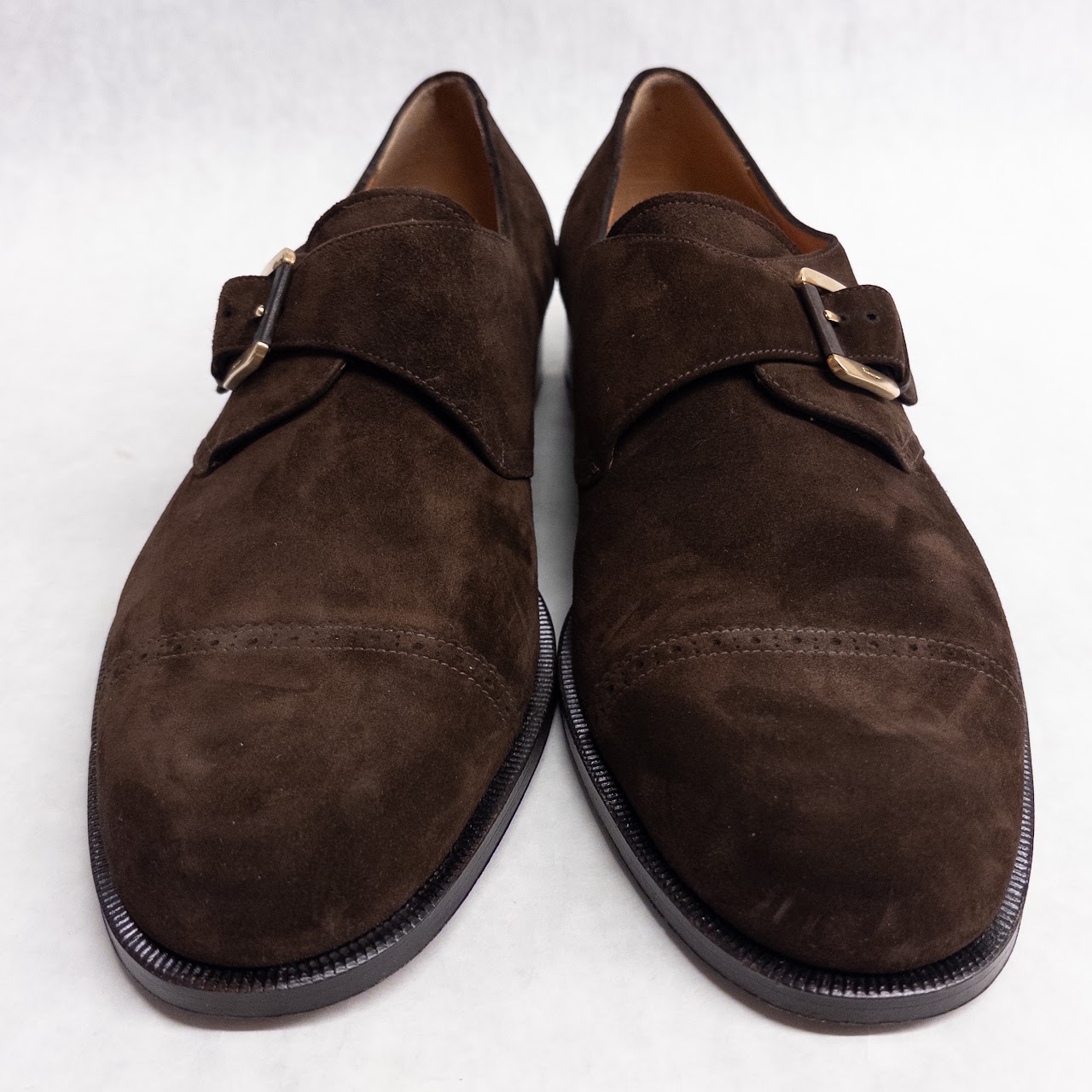 Salvatore Ferragamo Suede Monk Straps