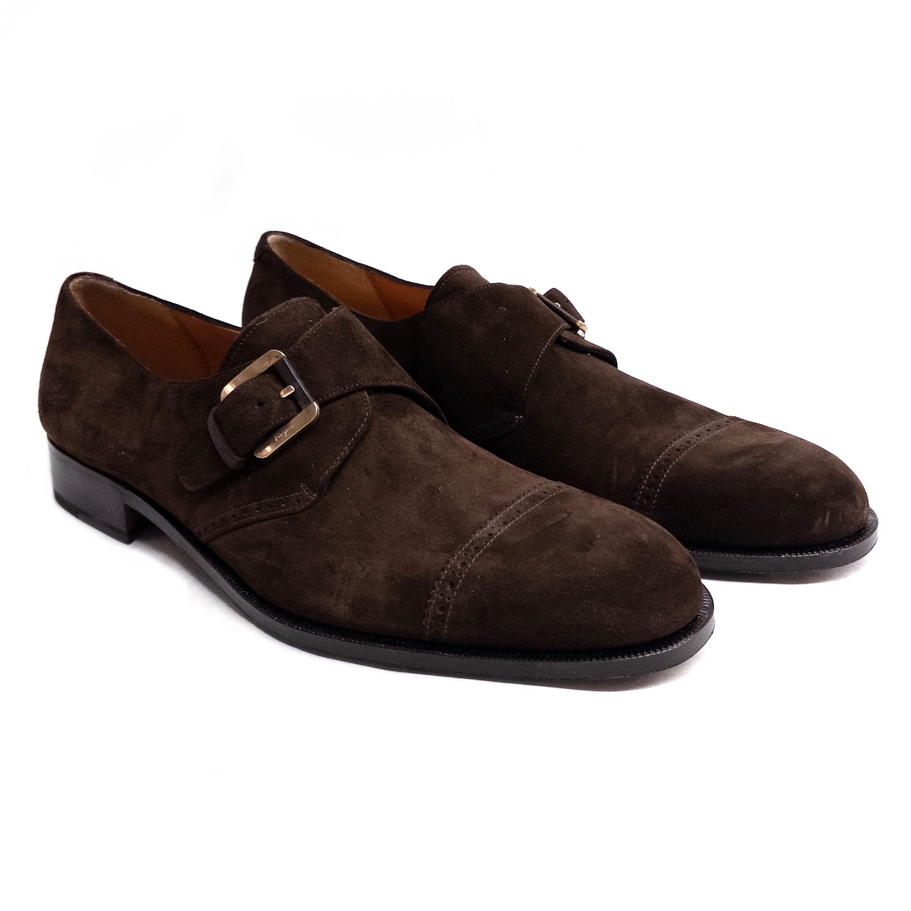 Salvatore Ferragamo Suede Monk Straps