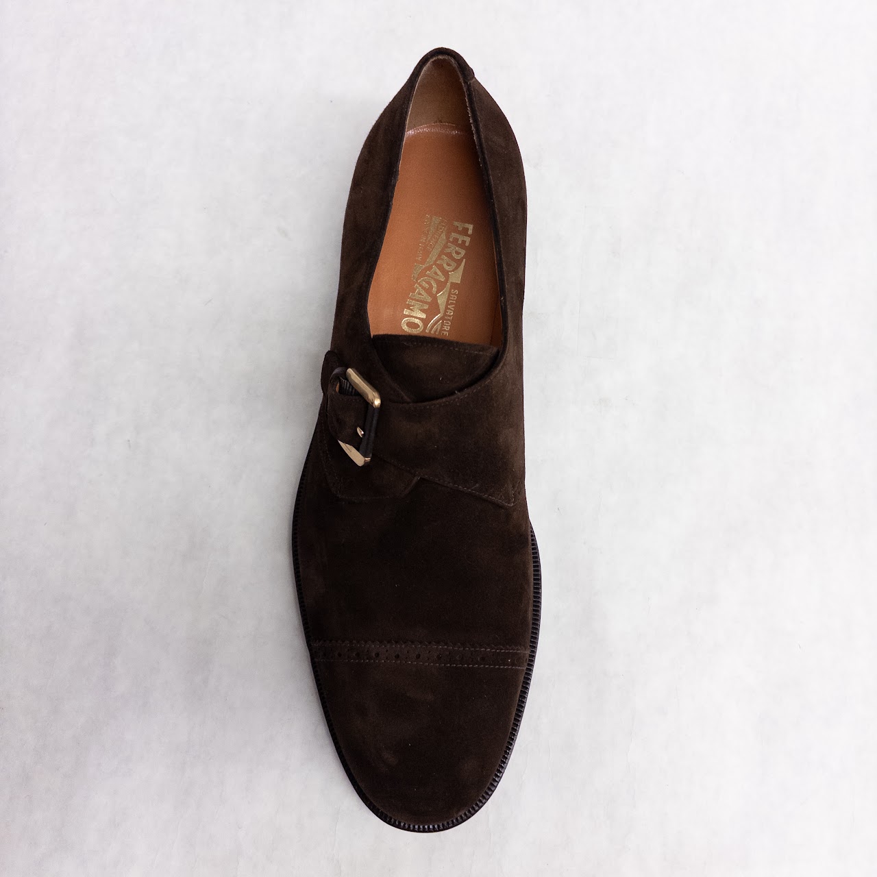 Salvatore Ferragamo Suede Monk Straps