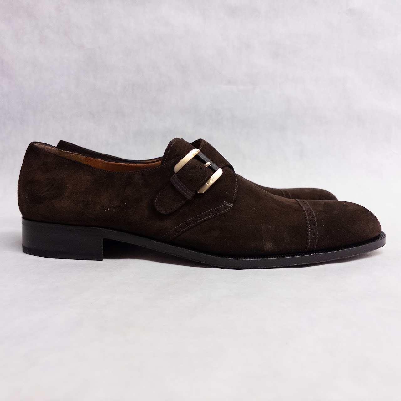 Salvatore Ferragamo Suede Monk Straps