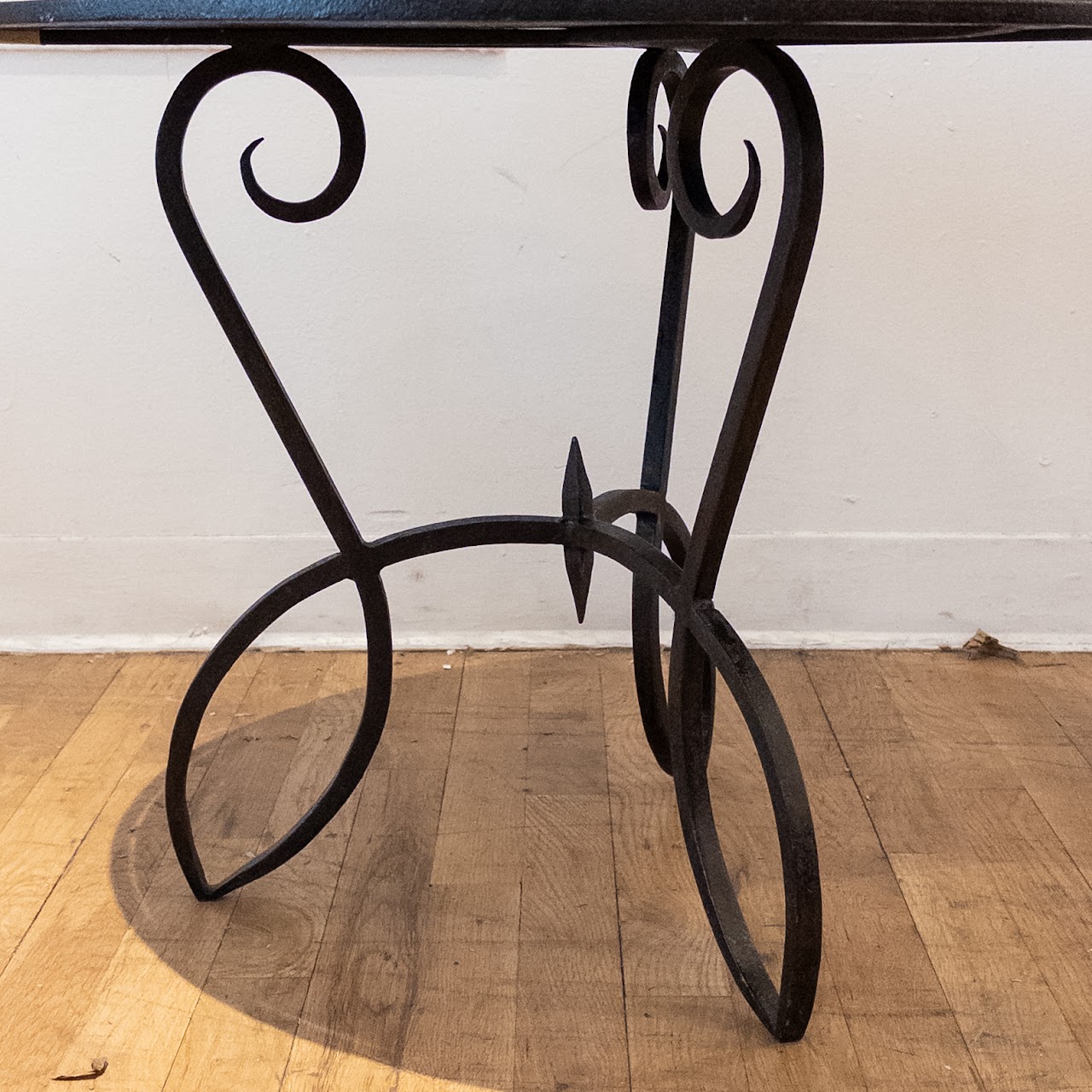 Wrought Iron and Mirrored Glass Occasional Table