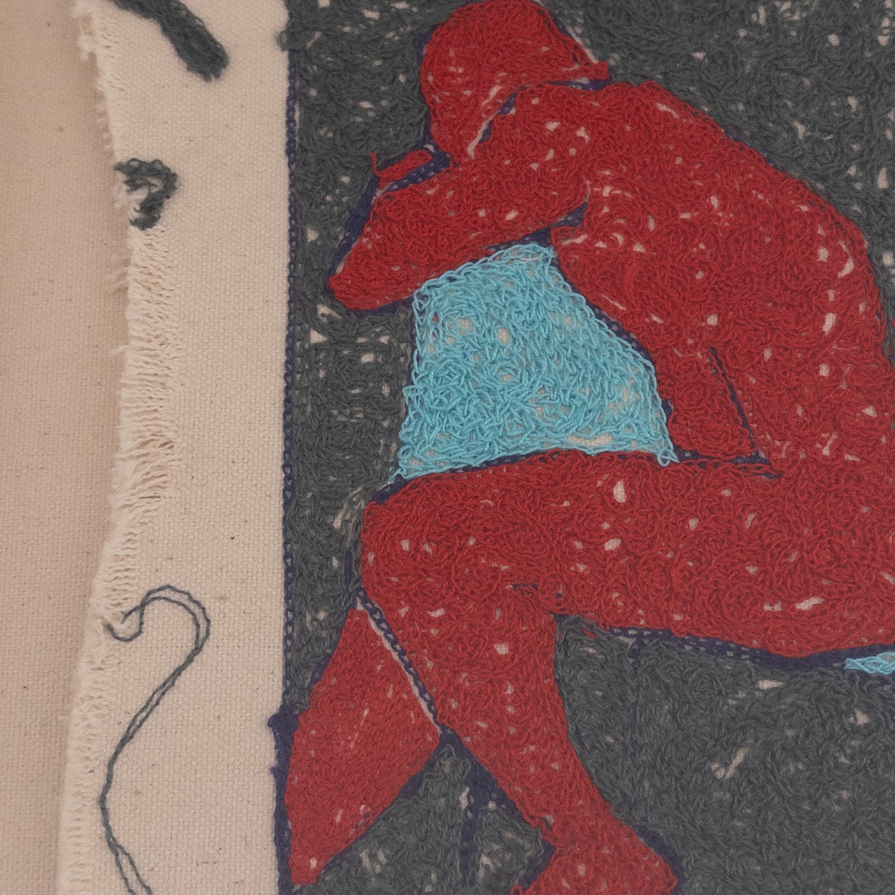 Joel Handorff 'Bijoux Boys - Seated Man (Red)' Embroidery Art