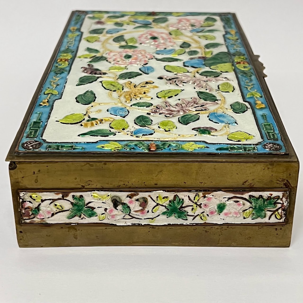 Chinese Antique Enamel and Brass Box