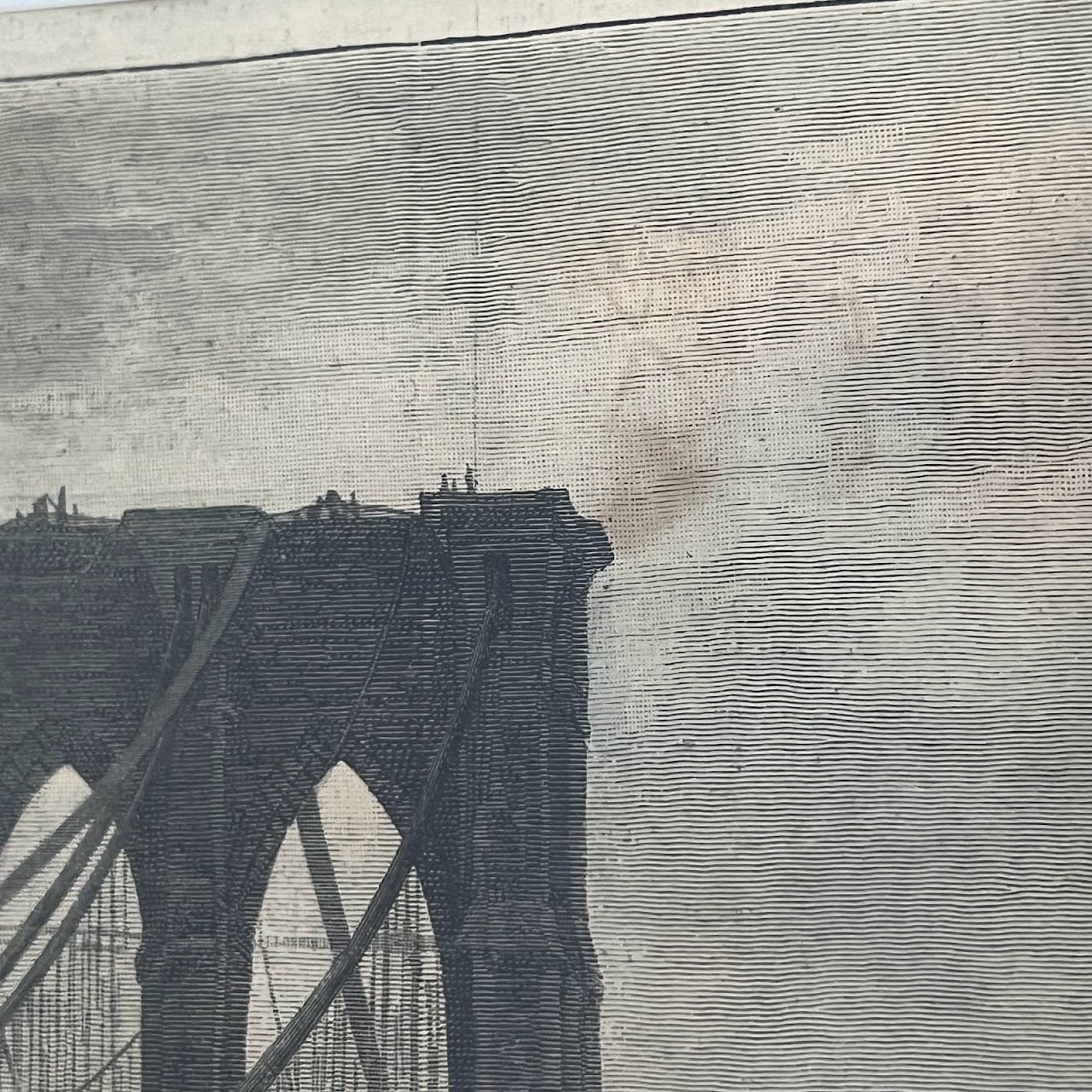 Brooklyn Bridge 19th C. Harper's Weekly Engraved Plate