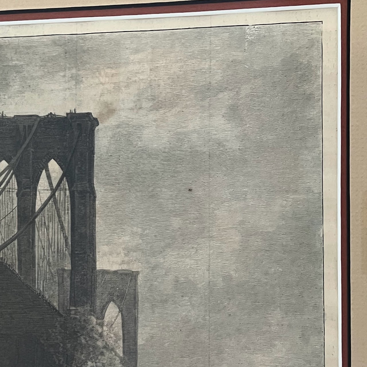 Brooklyn Bridge 19th C. Harper's Weekly Engraved Plate