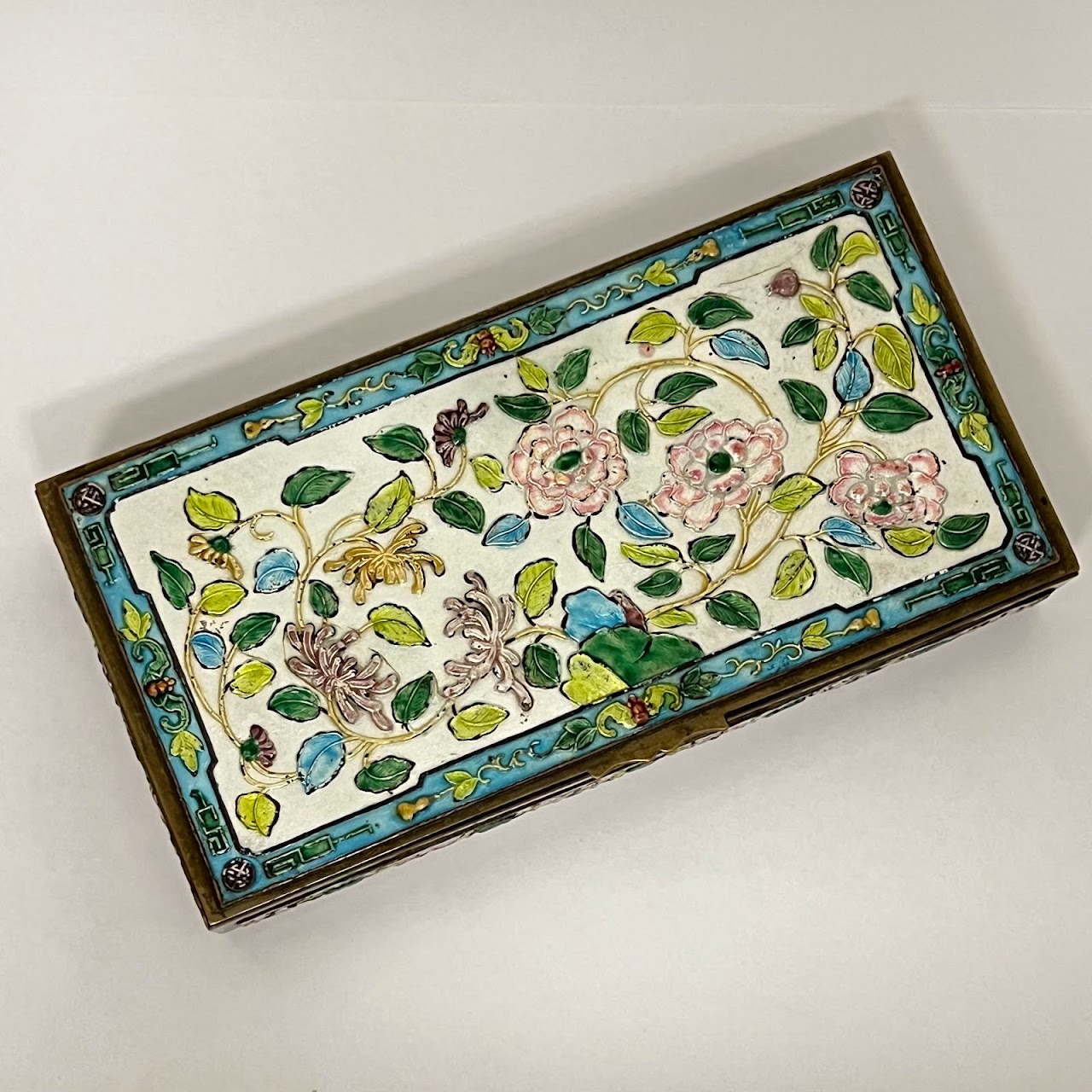 Chinese Antique Enamel and Brass Box