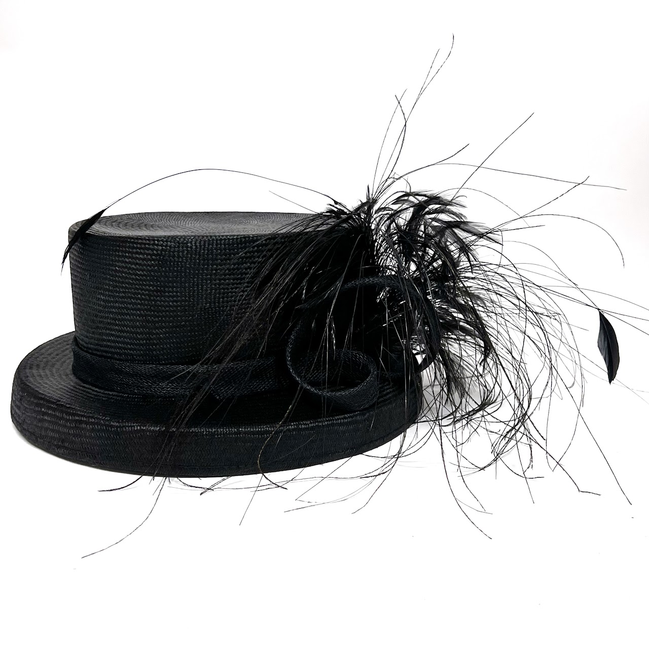 Whiteley Millinery Vintage Straw and Feather Hat