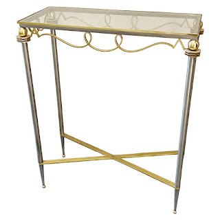 Post-Modern Steel and Brass Hall Table
