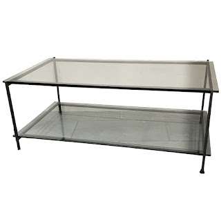 Contemporary Steel and Glass Two Tier Coffee Table