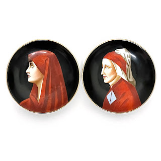 Italian Saints Fabiola and Dante Miniature Plate Pair