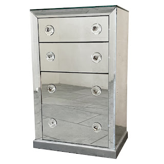 Mirrored Four Drawer End Table