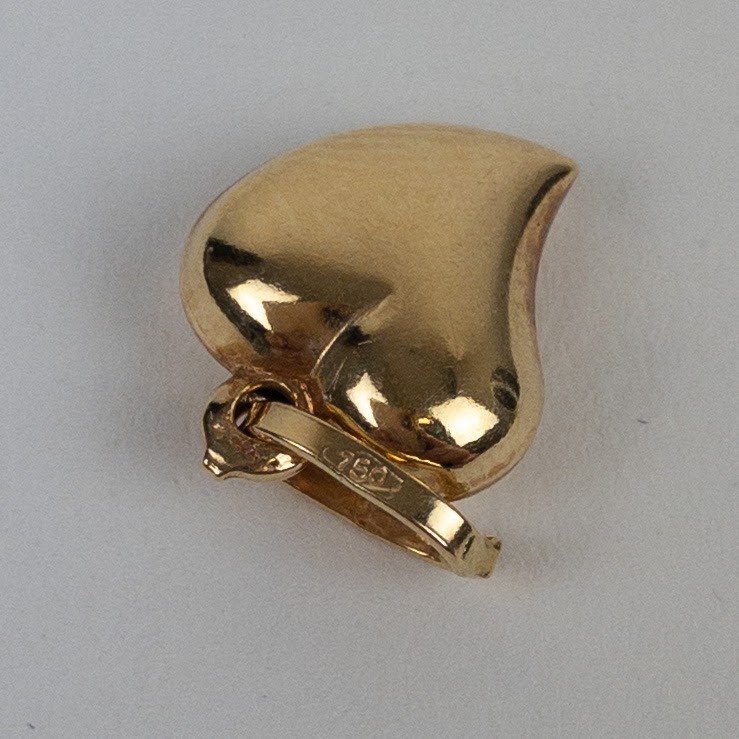 18K Gold Puffed Heart Charm