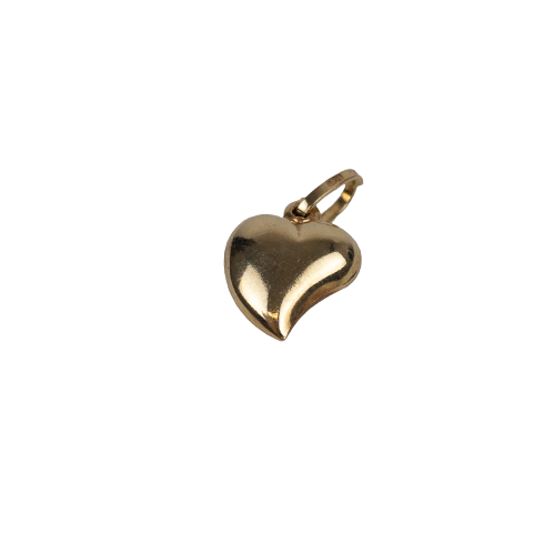 18K Gold Puffed Heart Charm