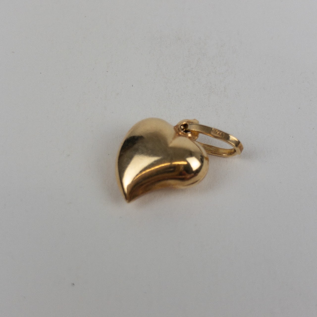 18K Gold Puffed Heart Charm