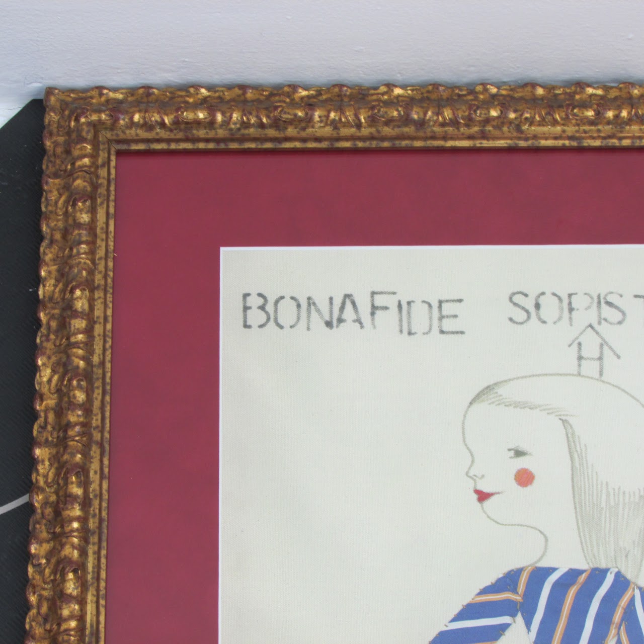 Yoojini Signed 'Bonafide Sophisticated' Mixed Media Drawing