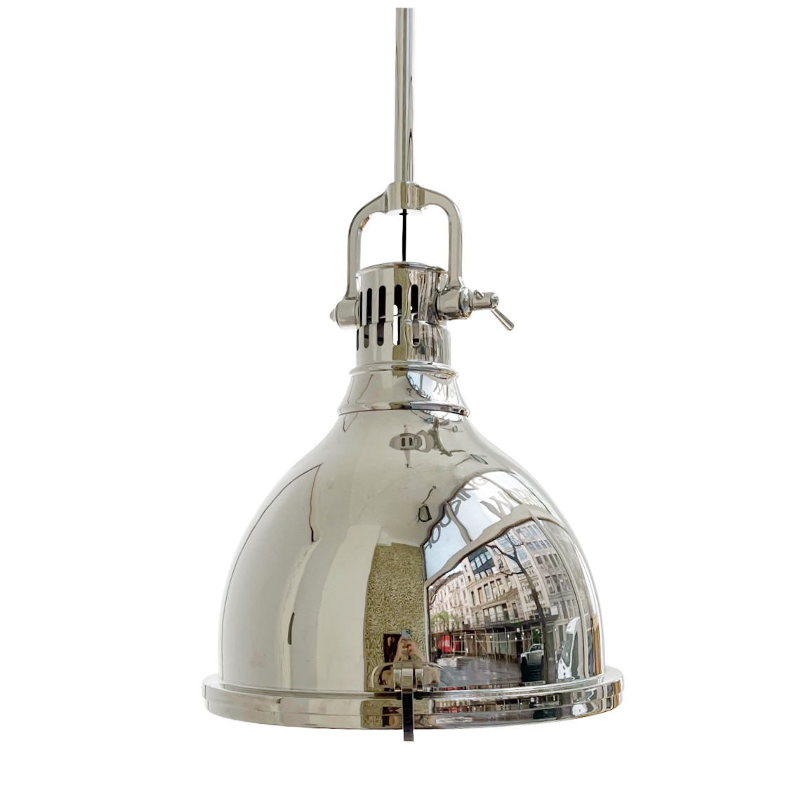 Polished Nickel Industrial Style Onion Dome Pendant Light